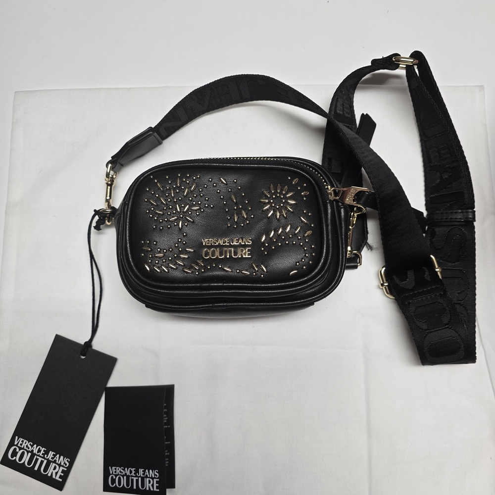 Versace Jeans Collection Black Studded Crossbody Bag